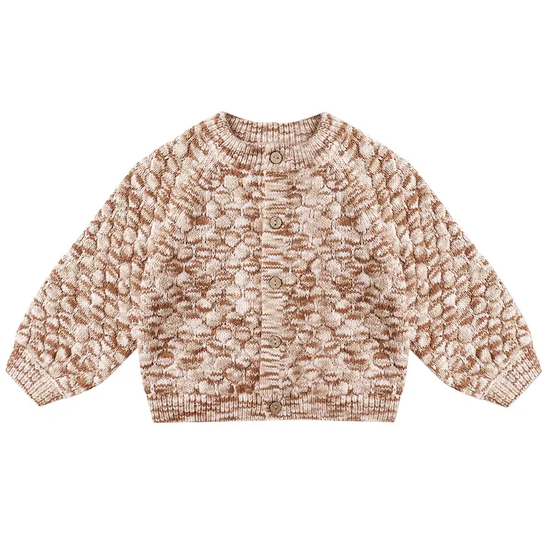 Bubble Knit Cardigan in Rose Speckle by Quincy Mae