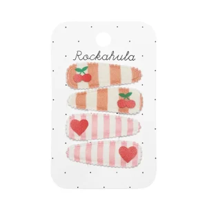 Cherry Stripe Fabric Hair Clips by Rockahula