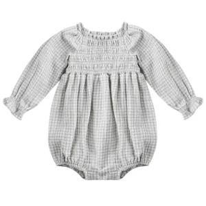 Eden Romper in Blue Gingham by Quincy Mae
