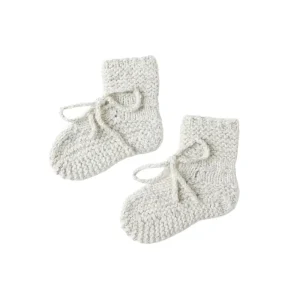 Knit Booties in Heathered Blue by Quincy Mae