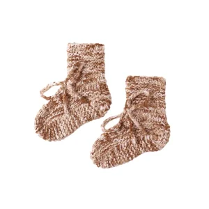 Knit Booties in Heathered Cedar by Quincy Mae