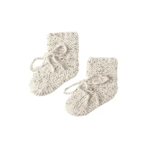 Knit Booties in Natural Confetti by Quincy Mae