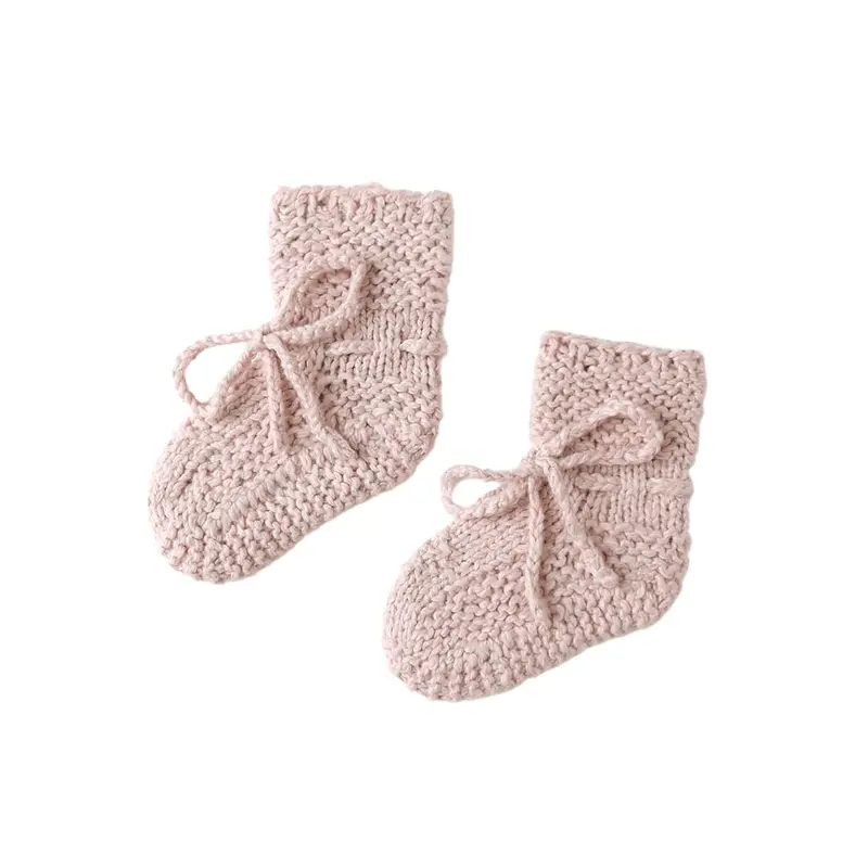 Knit Booties in Rose Speckle by Quincy Mae