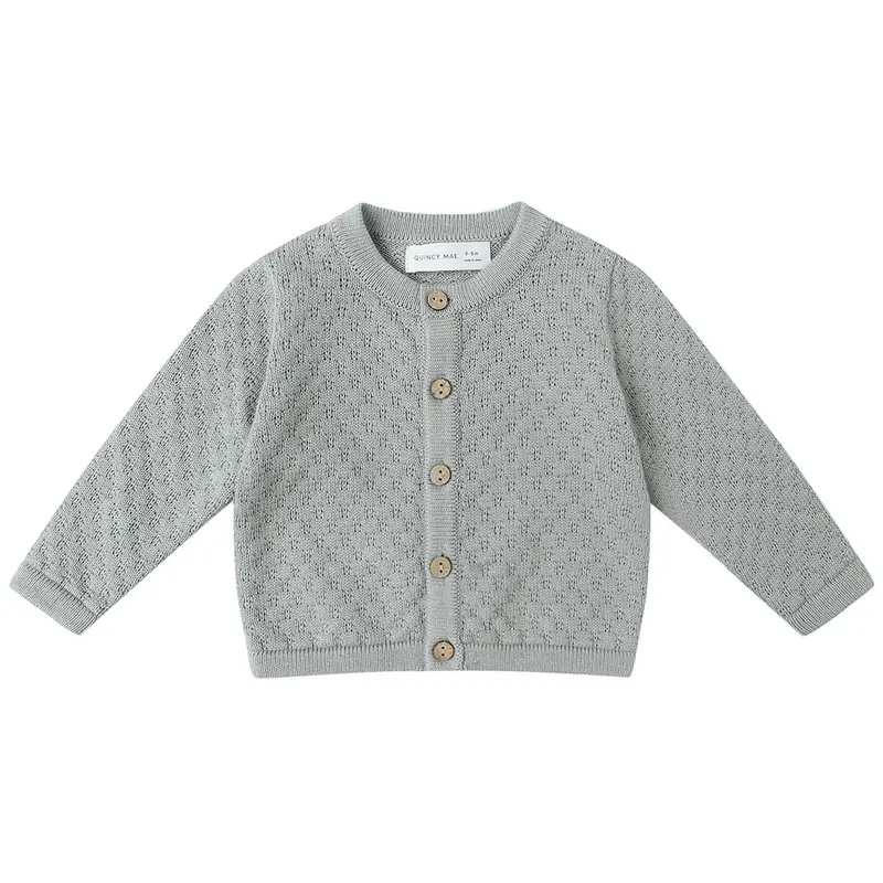 Knit Cardigan in Steel Blue by Quincy Mae