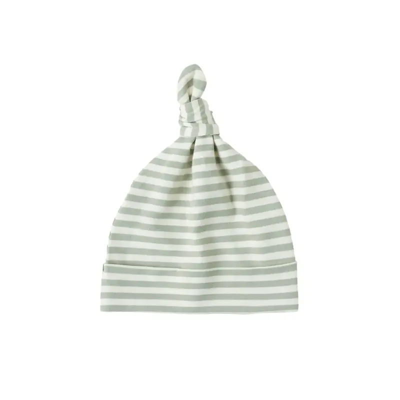 Knotted Baby Hat in Fern Stripe by Quincy Mae