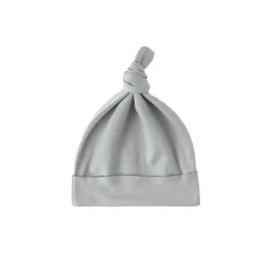 Knotted Baby Hat in Steel Blue by Quincy Mae