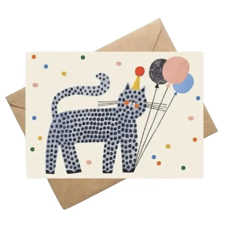 Party Cat Birthday Greetings Card by Daria Solak Illustrations