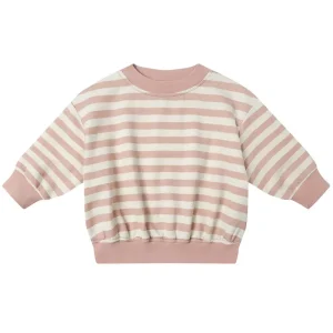Relaxed Sweatshirt in Pink Stripe by Quincy Mae
