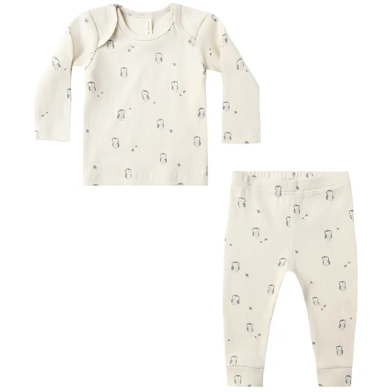 Ribbed Tee and Legging Set in Owls by Quincy Mae