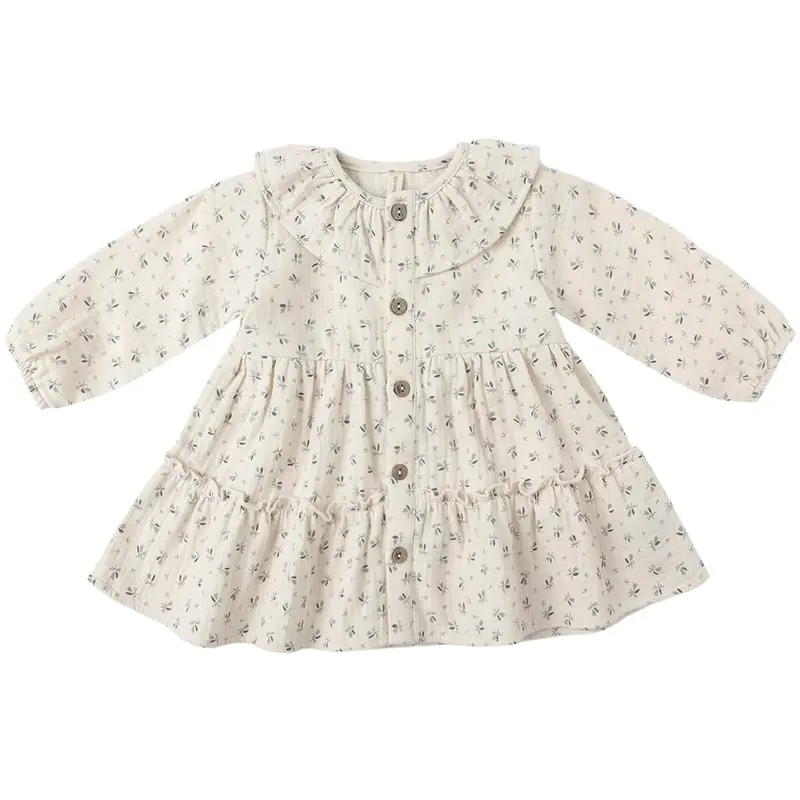 Ruffle Collar Button Dress in Bluebell by Quincy Mae