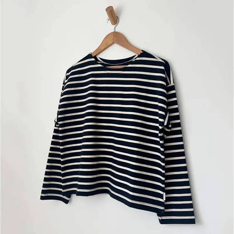 Sailor Top in White Stripe on Navy by Le Bon Shoppe