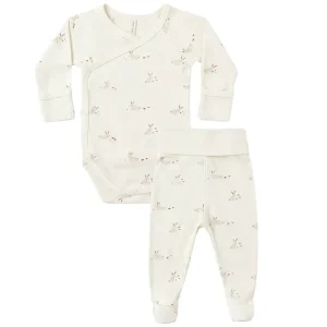 Side Snap Bodysuit and Pant Set in Bunnies by Quincy Mae