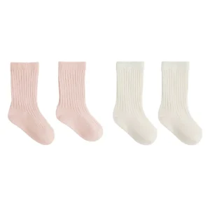 Socks Set in Natural / Rose by Quincy Mae