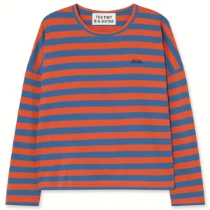 Striped Long Sleeve Tee in Navy / Summer Red by The Tiny Big Sister