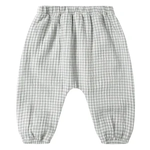 Woven Pant in Blue Gingham by Quincy Mae