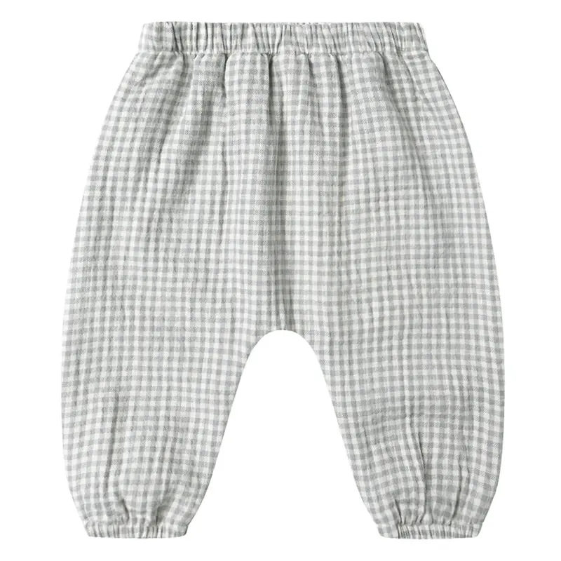 Woven Pant in Blue Gingham by Quincy Mae