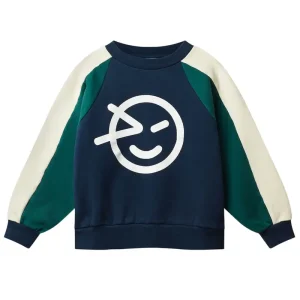Wynk Panel Sweat in Navy / Green / Cream by Wynken