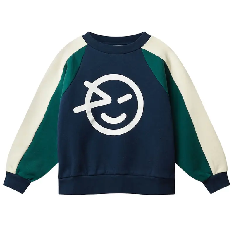 Wynk Panel Sweat in Navy / Green / Cream by Wynken