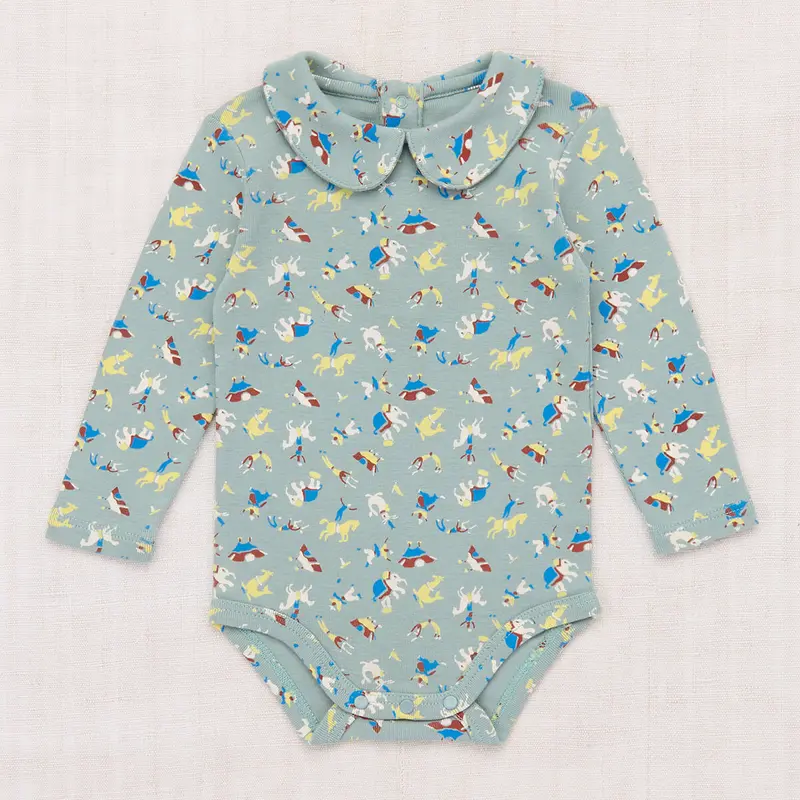 Baby Petit Collar Onesie in Overcast Circus by Misha & Puff