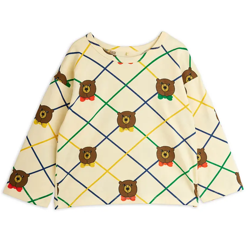 Bear Check AOP Long Sleeve Tee by Mini Rodini
