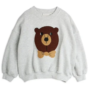 Bear Chenille Sweatshirt in Grey Melange by Mini Rodini