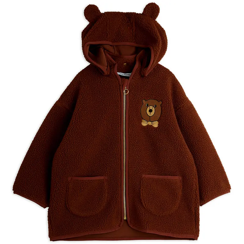 Bear Embroidered Pile Jacket by Mini Rodini