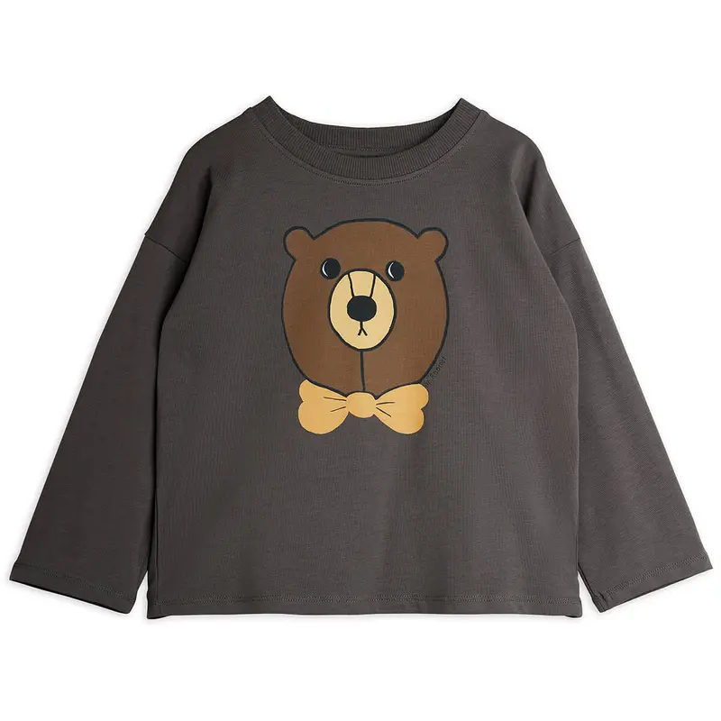 Bear Long Sleeve Tee in Grey by Mini Rodini