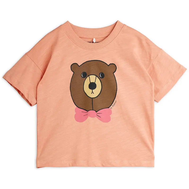 Bear Tee in Pink by Mini Rodini