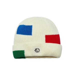 Block Beanie in Ecru Multi by Wynken