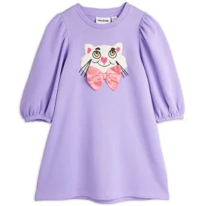 Cat With Bowtie Chenille Sweat Dress by Mini Rodini