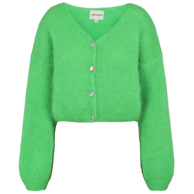 Cornelia Cropped Cardigan in Bright Green by Americandreams