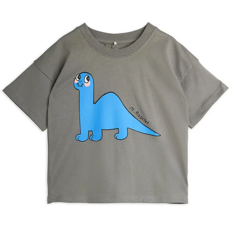 Dino Tee in Grey by Mini Rodini