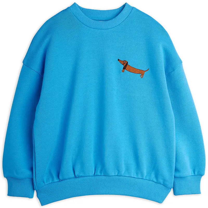 Dog Embroidered Sweatshirt in Blue by Mini Rodini