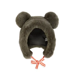 Faux Fur Ear Hat in Grey by Mini Rodini