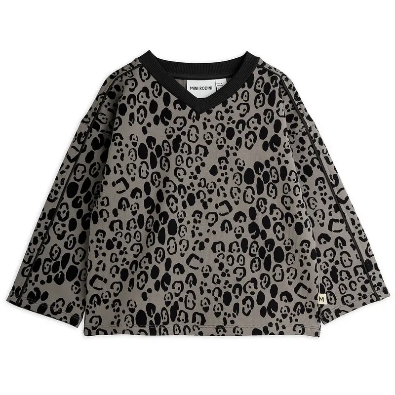 Leopard AOP Brushed Jersey Long Sleeve Top by Mini Rodini