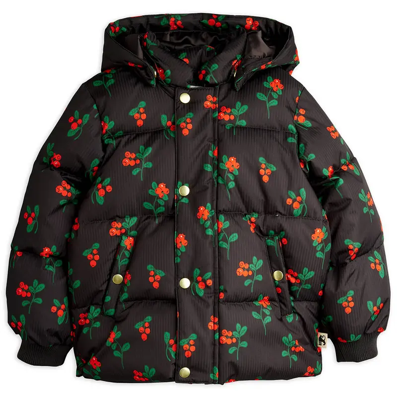 Lingonberries AOP Hooded Puffer Jacket by Mini Rodini