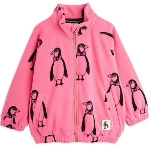 Penguin Fleece Jacket in Pink by Mini Rodini