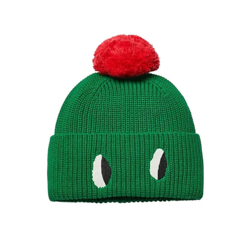 Pom Pom Beanie in Python Green by Wynken