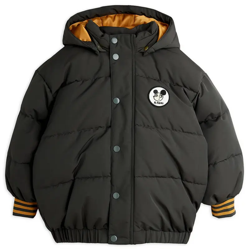 Ritzratz Patch Hooded Puffer Jacket in Black by Mini Rodini