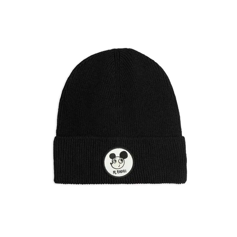 Ritzratz Patch Wool Blend Beanie in Black by Mini Rodini