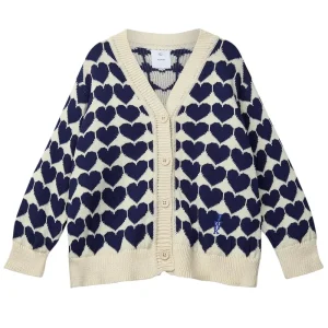 The Lovers Cardigan in Navy Maxi Heart by Wynken