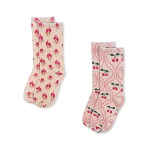 2 Pack Printed Socks in Cherry Mix by Konges Slojd