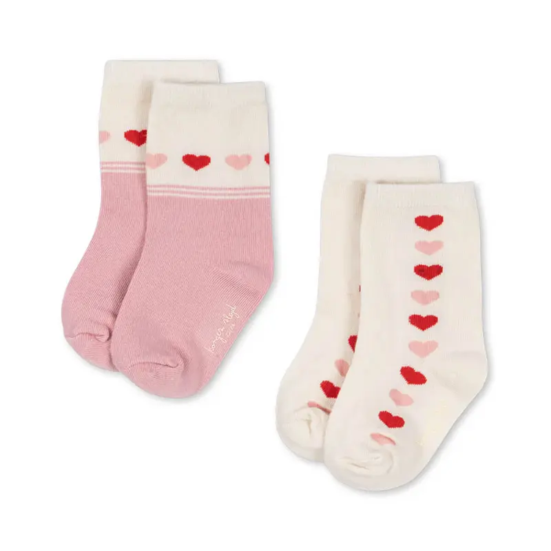 2 Pack Socks in Heart by Konges Slojd