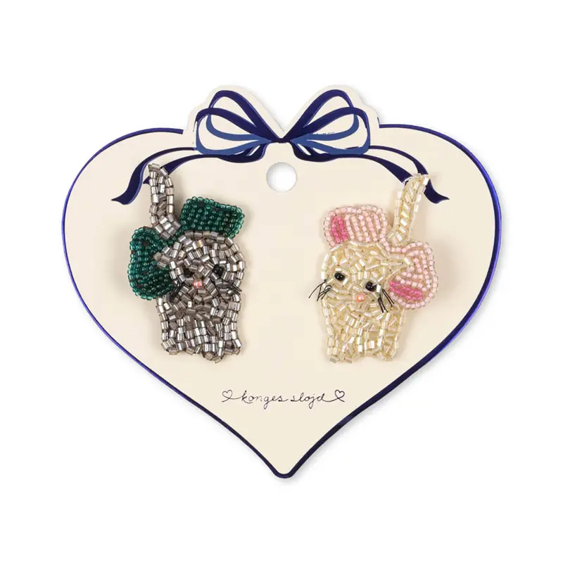 Bow Kitty Beaded Hair Clips (2 Pack) by Konges Sljd