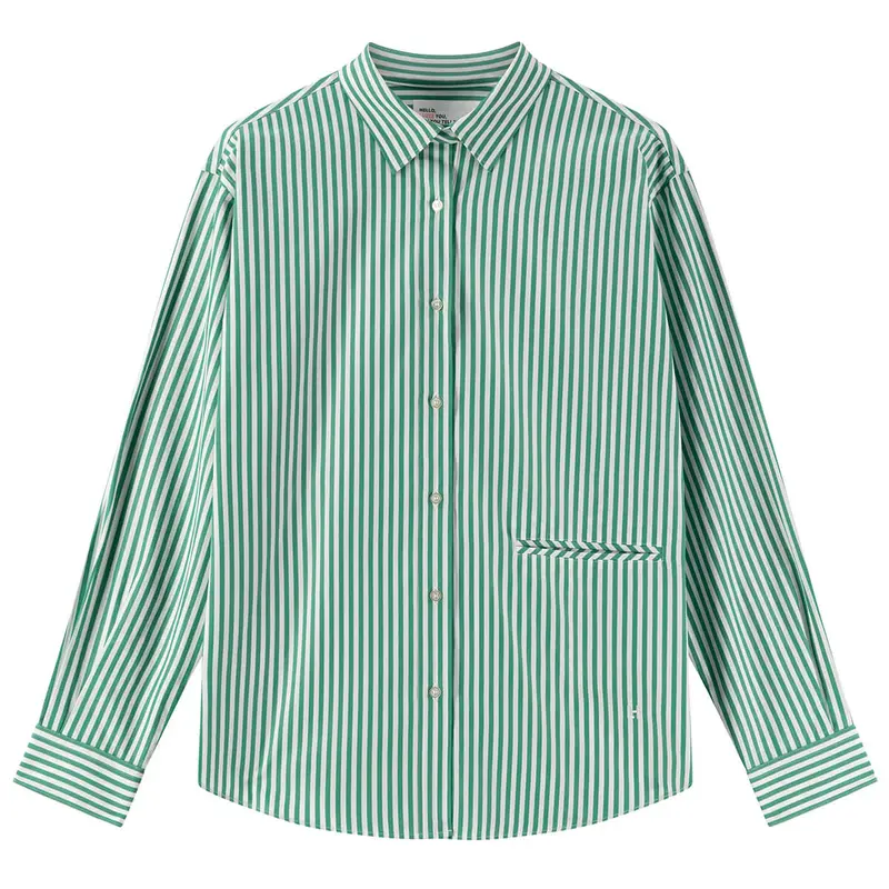 Celen Shirt in Green Stripe by Leon & Harper