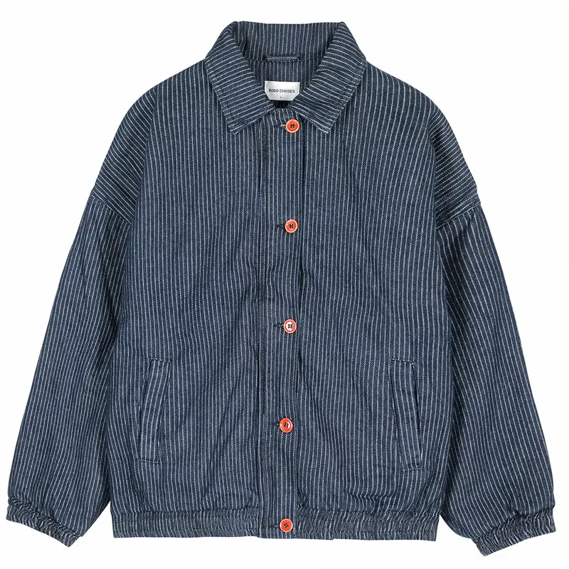 Denim Stripe Bomber Jacket by Bobo Choses Womenswear