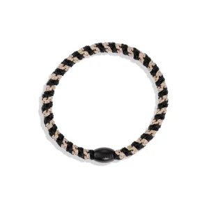 Kknekki Slim Hair Band in Black Beige Glitter Stripe by Bon Dep