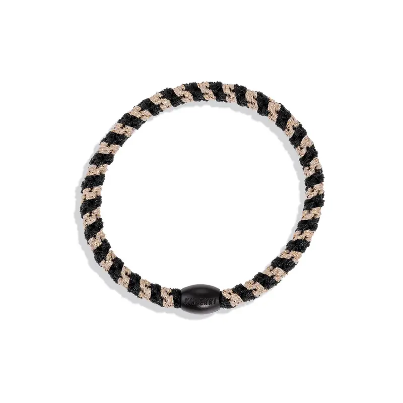Kknekki Slim Hair Band in Black Beige Glitter Stripe by Bon Dep
