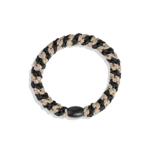 Kknekki Snag Free Hair Band in Black Beige Glitter Stripe by Bon Dep