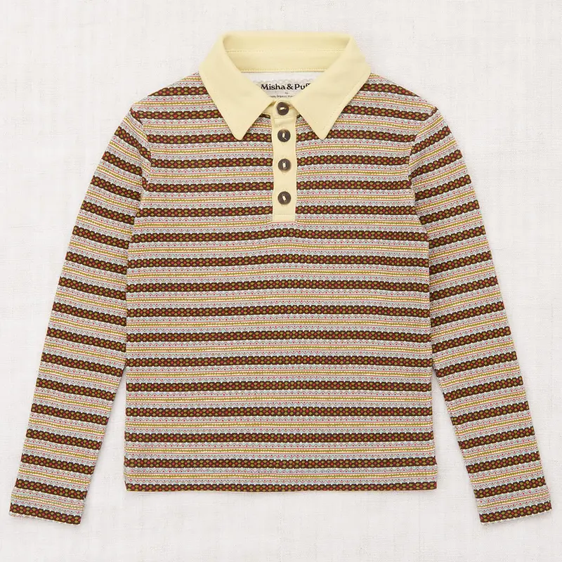 Long Sleeve Polo in Overcast Rodeo by Misha & Puff